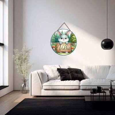 Personalized Bunny Theme Kids Room Name Plate, Decorative Wall Hanging for Nursery & Playroom Birthday Gift for Boys & Girls Kids Door Decor